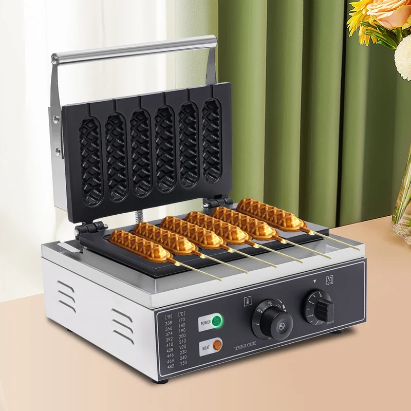 1500W Commercial 6pcs Waffle Maker Hot Dog Machine DIY food Making Machine