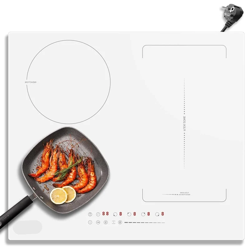 Inductie Kookplaat - Elektrische Kookplaat - Keramisch Kookplaat - Induction Hob - Elektrische Brander - 4-pits - Inbouw - 3500W - 220V - Kinderbeveiliging - Timerfunctie - Flexzone - Wit
