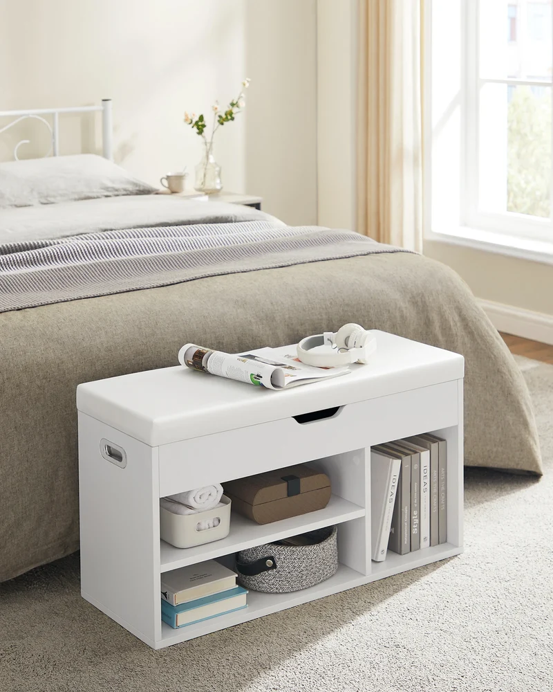 Schoenenkast - Multifunctionele Kast - Houten Schoenenkasten met Opbergruimte - 80 x 44 x 30 cm (B x H x D) - Wit