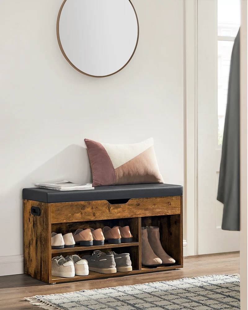 Schoenenkast - Multifunctionele Kast - Houten Schoenenkasten met Opbergruimte - 80 x 44 x 30 cm (B x H x D) - Dark Khaki