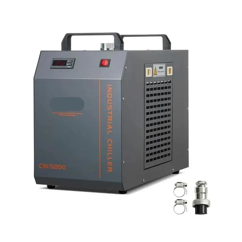 Industriële Waterkoeler - Chiller Industriële – 7L Capaciteit – Tot 180W CO₂ Laserbuizen – Compressor Koelsysteem - 580×290×470mm - voor Lasergraveermachines - Grijs