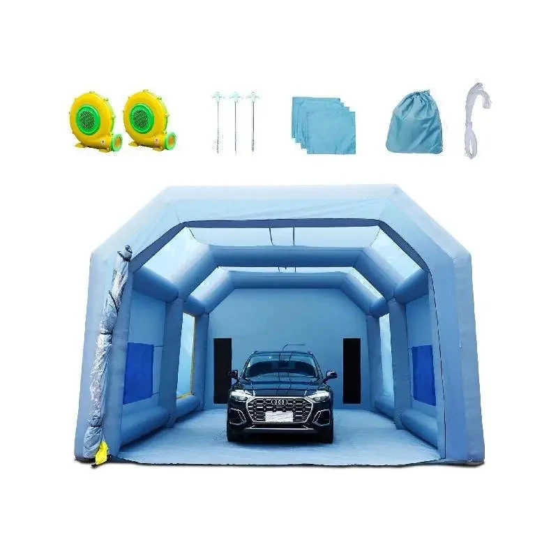 Opblaasbare Spuitcabine - Verfcabine - Verftent - Spray Booth - 7x4x2.75m - met Luchtfilters en Ventilatoren - Mobiele Spuittent - voor Auto's en Meubels