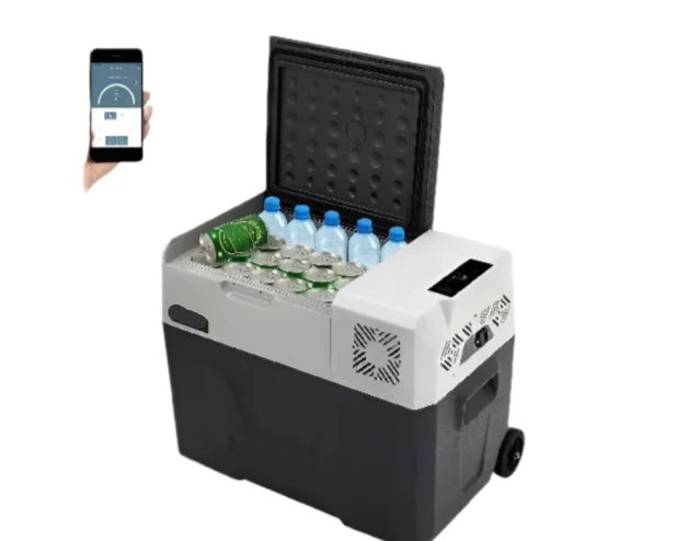 Autokoelkast - Koelbox - Elektrische Koelbox - Compressorkoelkast - 40L - 12V/24V - Draagbare - Mini Koelkast met Wielen en Uitschuifbaar Handvat - Kleine Koelkast met Diepvriesfunctie - Voor Auto, Caravan, Camping en Boot