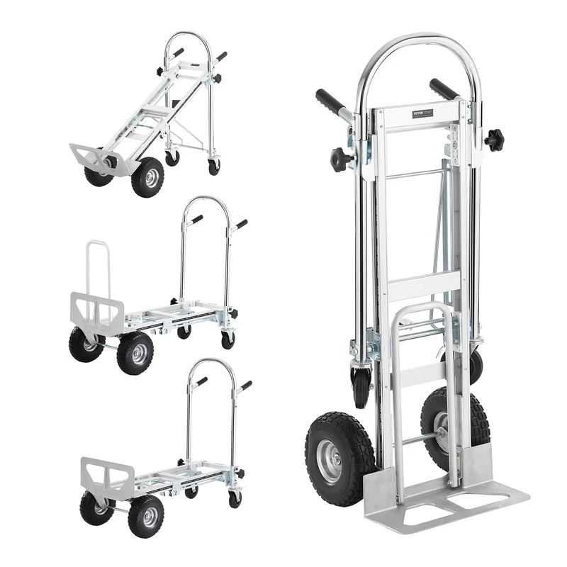 Steekwagens - Steekkar - Transportkar - Transportwagen - Winkeltrolley - Draagvermogen 360 kg - Opvouwbare - Aluminium - Industriële Inklapbare Trolley - voor Magazijn, Verhuis en Zware Lasten