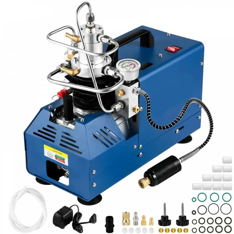 Hogedruk Luchtcompressor - Elektrische PCP Luchtpomp - met Automatische Uitschakeling - en Veiligheidsventiel - Stil Watergekoeld - 1800W - 220V - 4500 PSI - Voor PCP Geweer - Paintball en Duiken