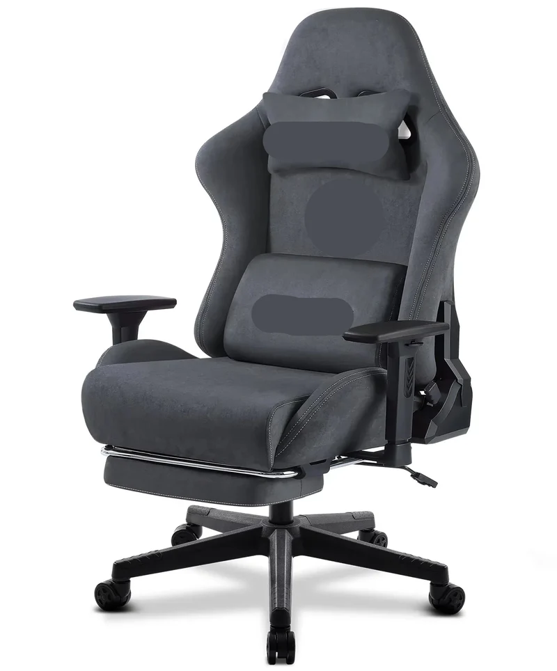 Gaming Stoel - Bureaustoel Ergonomisch - Stoelen - Kantoorstoel - met 360° Draaiend Zitvlak - Verstelbare Computerstoel - met Voetsteun en Hoofdsteun - Grijs