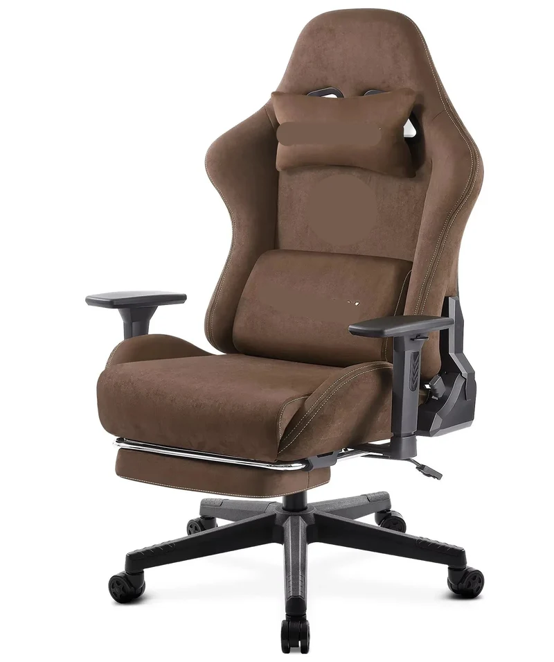 Gaming Stoel - Bureaustoel Ergonomisch - Stoelen - Kantoorstoel - met 360° Draaiend Zitvlak - Verstelbare Computerstoel - met Voetsteun en Hoofdsteun - Bruin