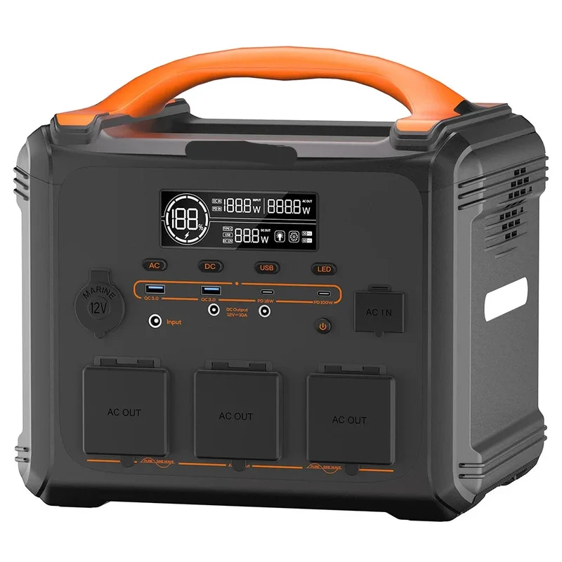 Powerstation - Stroomgenerator - Powerbank - Draagbare - LiFePO4 Batterij - 1102Wh - 1200W - Zonnegenerator - 1.2 Uur Snelladen - LED Zaklamp - 10 Outputpoorten