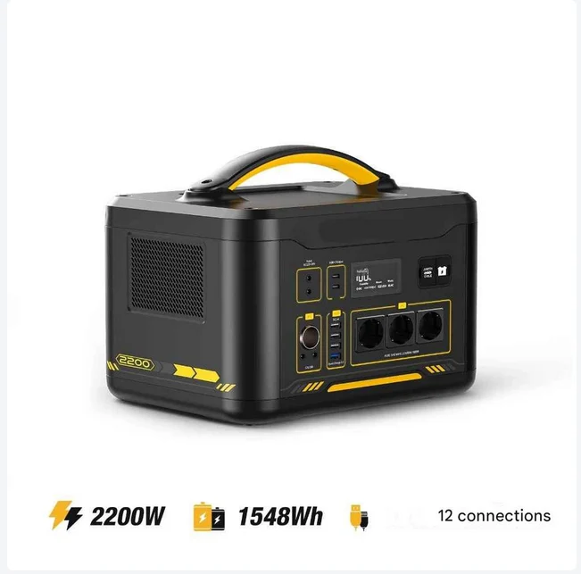 Powerstation - Stroomgenerator - Powerbank - Draagbare - LiFePO4 Batterij - 1548Wh - 2200W - Zonnegenerator - USB-C 100W - LED Zaklamp - 10 Beschermingssystemen