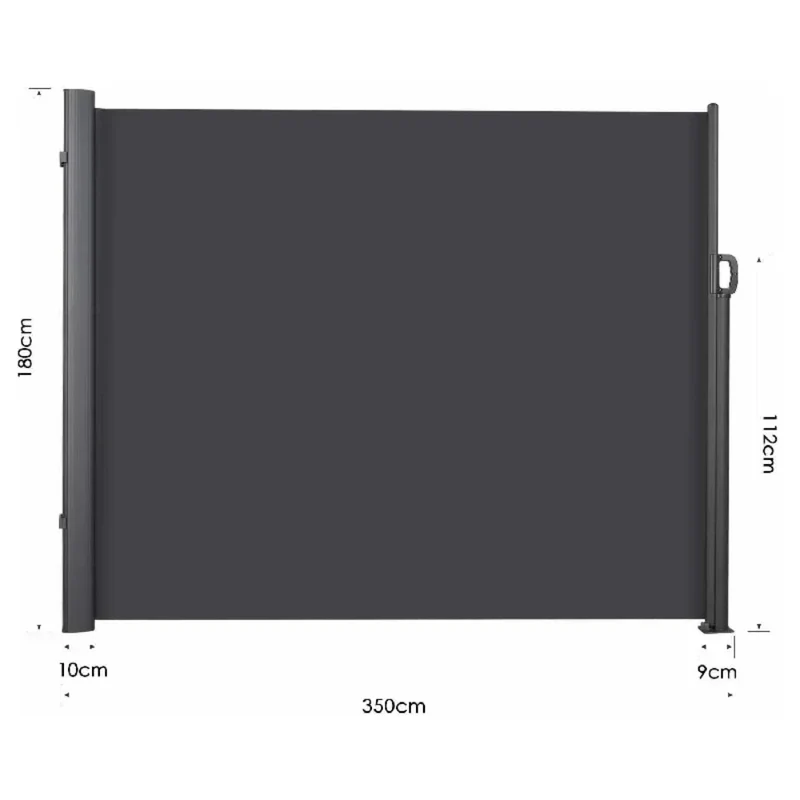 Windscherm - Tuinscherm - Uitschuifbaar Windschermen - Zijluifel - 3.5x1.8m - Outdoor Privacy Scherm – Zonnescherm en Windbescherming – Geschikt voor Terras, Tuin en Zwembad -Zwart