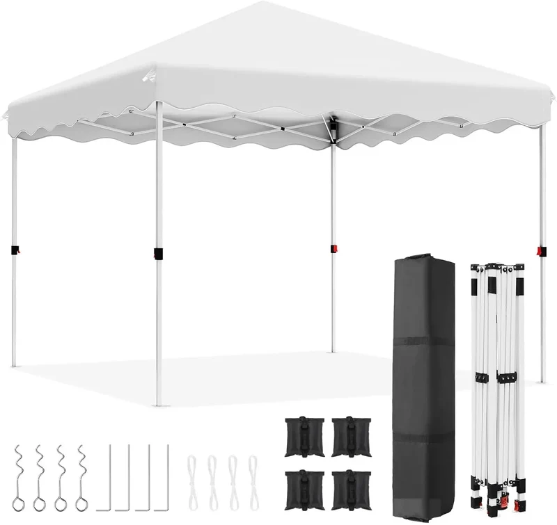 Tuinpaviljoen - Partytent - Partytenten - Paviljoen - Easy up Partytent - 3x3m - Waterdicht - Opvouwbare - Inclusief 4 Gewichtszandzakken en Draagtas - Wit