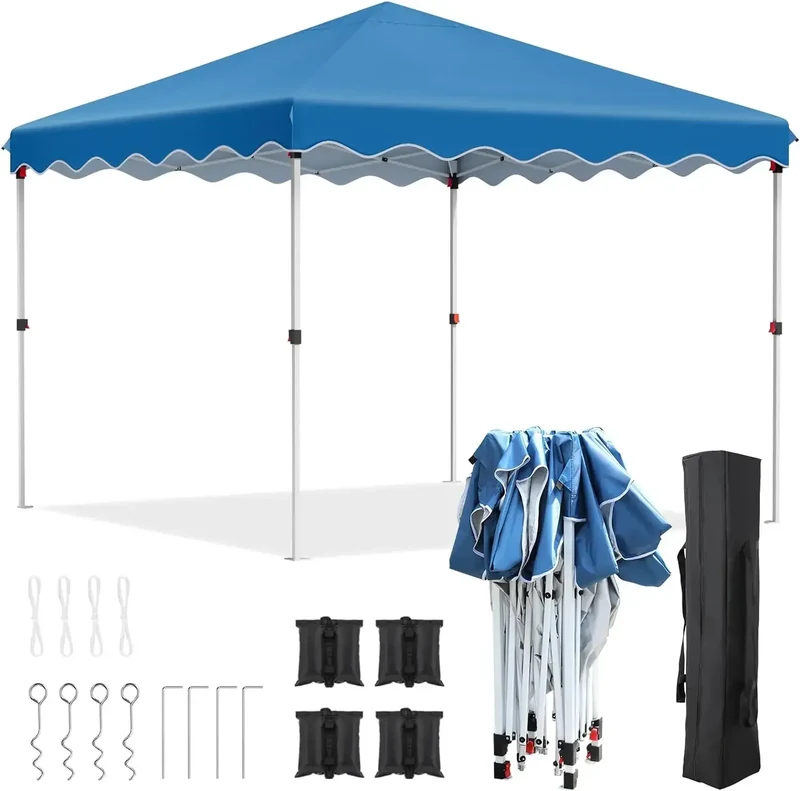 Tuinpaviljoen - Partytent - Partytenten - Paviljoen - Easy up Partytent - 3x3m - Waterdicht - Pop-up Tent - Opvouwbare - Inclusief 4 Gewichtszandzakken en Draagtas - Blauw