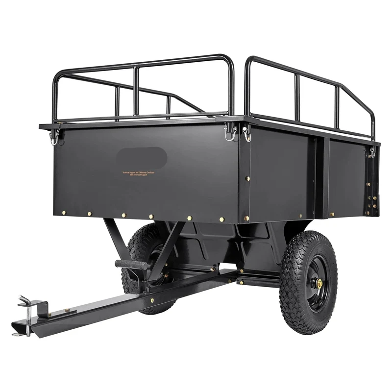 Tuintrailer - Tuinaanhanger - Dump Kar - voor Zitmaaiers - 340kg - Stalen Aanhangwagen - Kantelfunctie - Afneembare Zijkanten - Transportkar - Zwaar Uitgevoerd - Tuinonderhoud