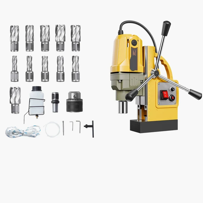 Magneetboormachine - Elektrische Boorpers - Industriële Kernboormachine - Magnetische Boormachine - Boormachine - 1400W - 50 mm Boordiameter - 50 mm Boordiepte - Voor Staal en IJzer - 11 Boortje