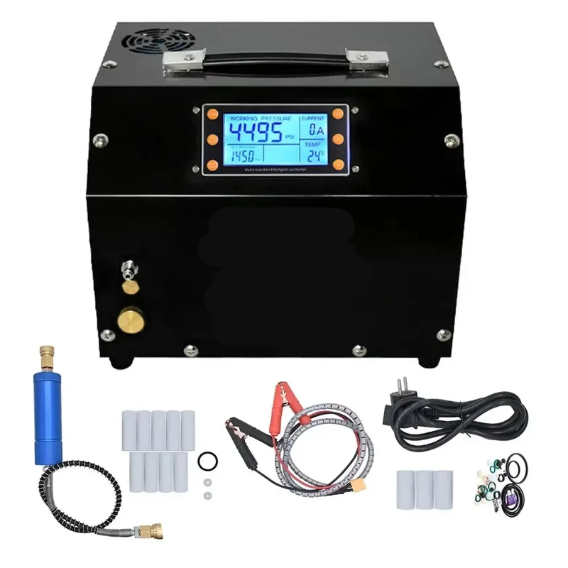 Luchtcompressor - Compressor - Luchtpomp - Airpress Compressor - 4500Psi - 300bar - PCP - LCD Display & Digitale Besturing - Ingebouwde Voedingsadapter - Geschikt voor Luchtgeweren en Scuba Duiken - 220V
