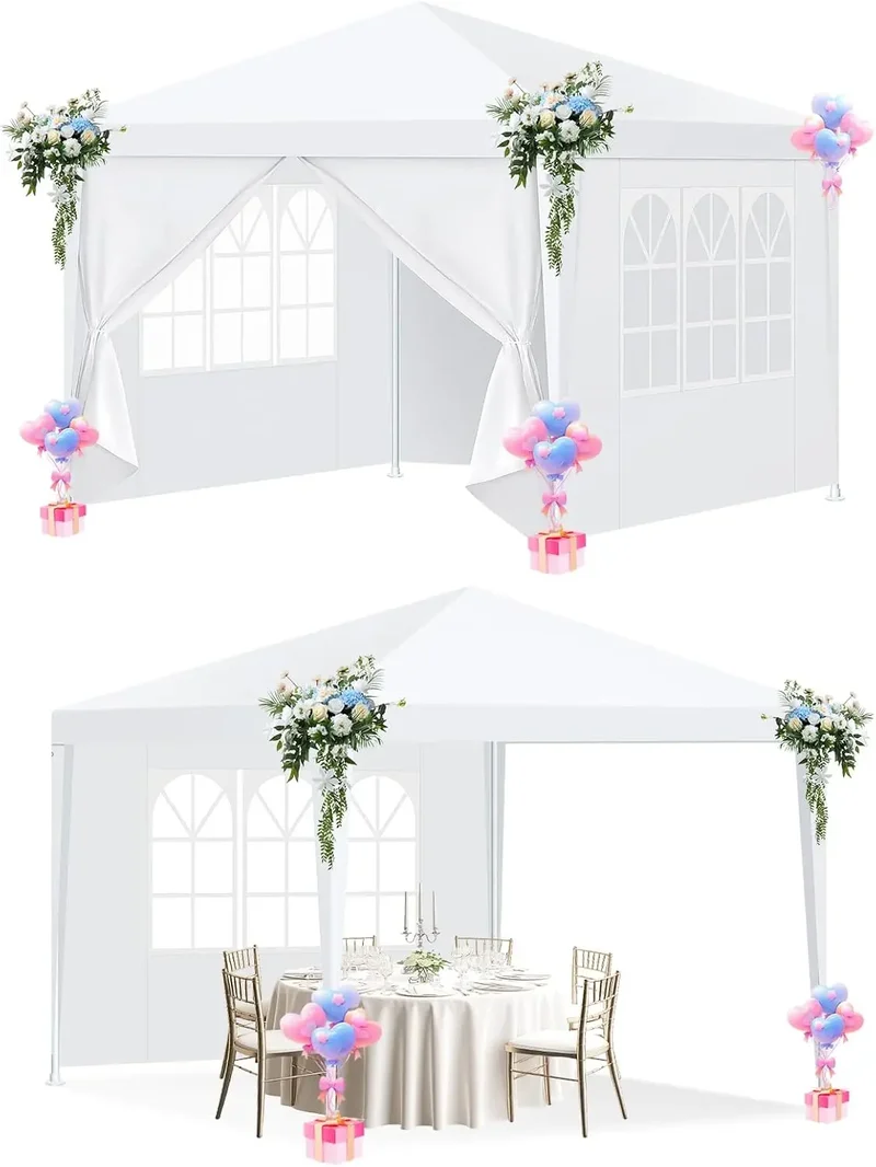 Paviljoen - Tuinpaviljoen - Partytent - Tuintent - Pop-up Kliksysteem - Stabiel - Opvouwbaar - Waterdicht - Winterbestendig - 50+UV-Bescherming - voor Tuin - Buiten - Achtertuin - 3 x 3 m - Wit