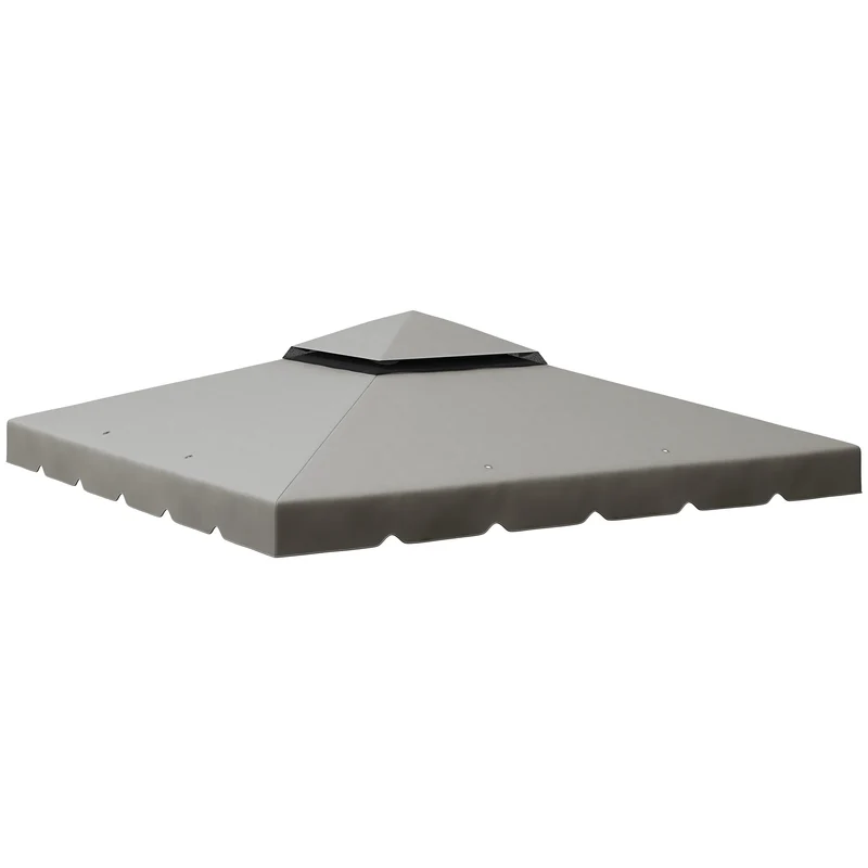 Gazebo - Tuin Dak - Reservedak - 2 Niveaus - Pergola Awning - met 170 g/m² Ademend Anti-UV Polyesterweefsel - PA-Coating - Stevig - Durzaam - voor Tuin - Buiten - 3 x 3 m - Lichtgrijs