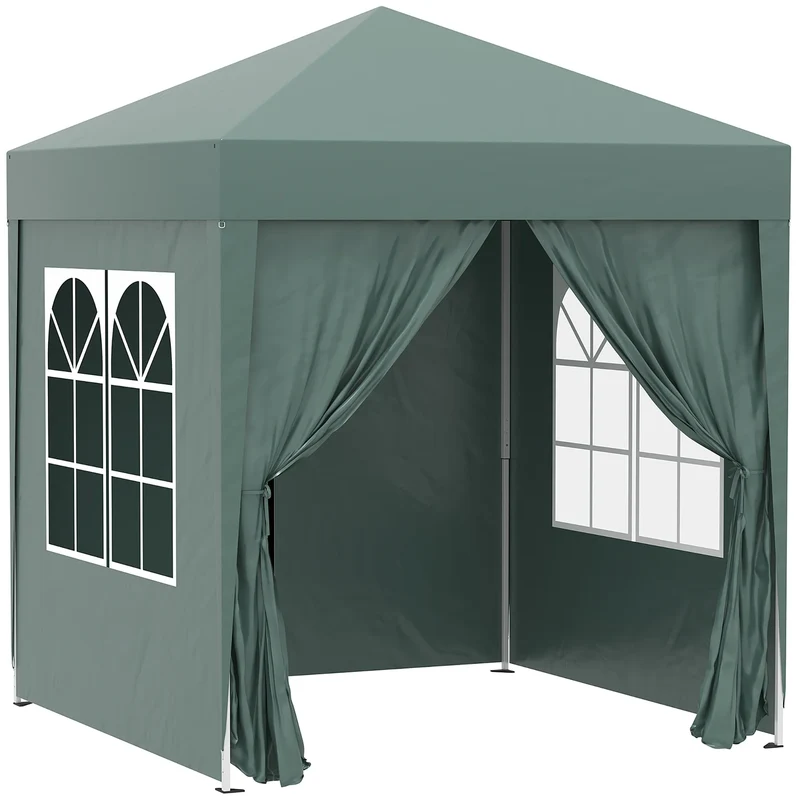 Paviljoen - Tuinpaviljoen - Partytent - Tuintent - Pop-up Kliksysteem - Stabiel - Vouwtent - Opvouwbaar - Waterdicht - Winterbestendig - 50+UV-Bescherming - voor Tuin - Buiten - Achtertuin - 2 x 2 m - Groen