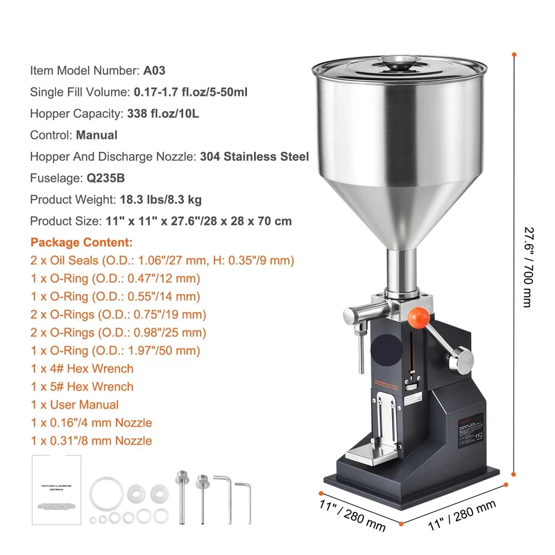 Vloeistof Vulmachine - Handmatige Vulmachine - Vulmachine - Flessen Vuller - Pneumatisch/Handmatig - RVS Machine - Inclusief Voetpedaal Schakelaar - 5 Tot 50 ml - Tot 200 Graden