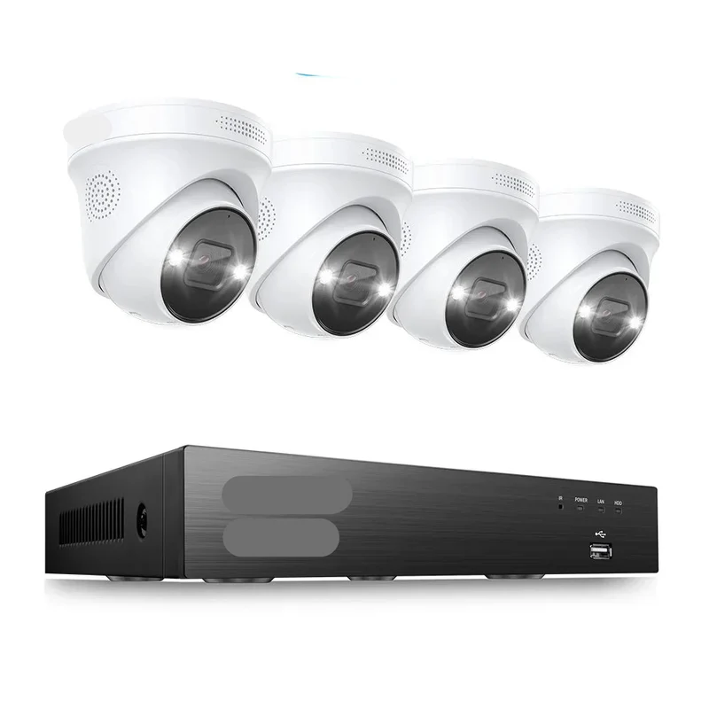 Beveiligingscamerasysteem - Openlucht - CCTV camerasysteem - 4K PoE - met 4x 8MP Camera’s - Waterdichte - Bewakingscamera - Beveiligingscamera - 8-Kanaals NVR - AI Detectie en 2TB Opslag - Uitbreidbaar tot 16 Camera’s