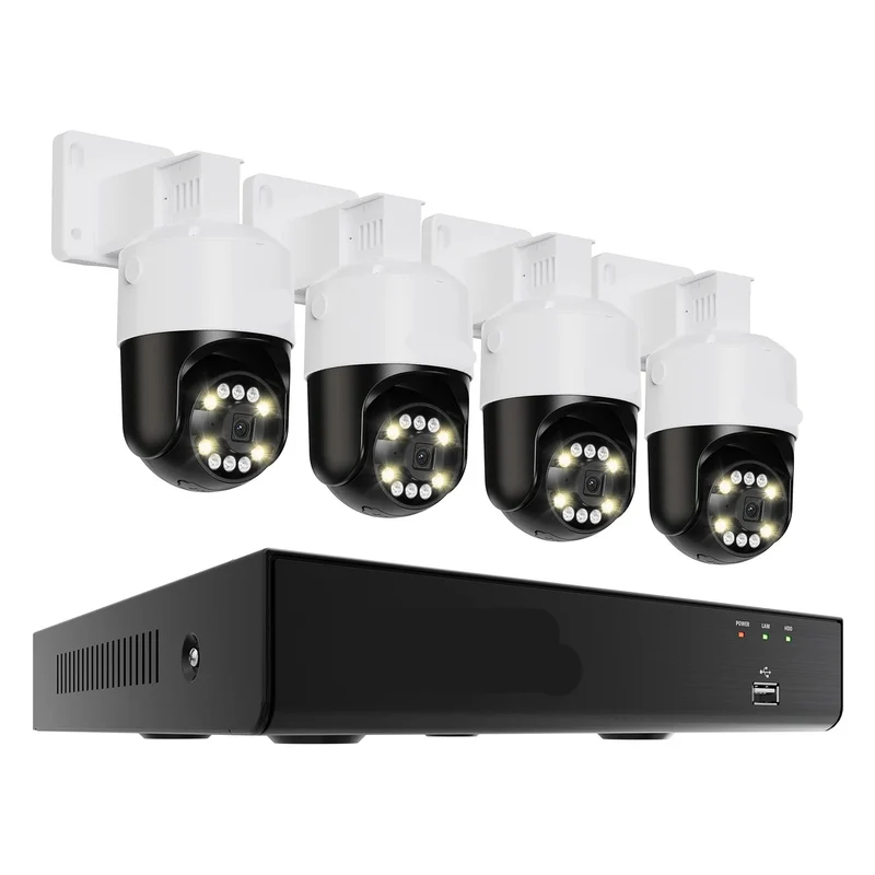 Beveiligingscamerasysteem - Openlucht - CCTV camerasysteem - PoE - met 4x 8MP Cameras - IP66 Waterdichte - Bewakingscamera - Beveiligingscamera - AI Detectie, PTZ en 2TB Opslag- 4K NVR Uitbreidbaar tot 16 Camera’s