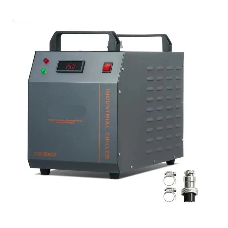 Industriële Waterkoeler - Chiller Industriële – 80W - Luchtgekoeld – 12L Waterreservoir – 12 L/min – Voor CO₂ Lasers tot 80W – Compacte Waterchiller met Alarmfuncties - Grijs