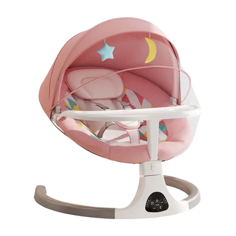 Elektrische Schommelstoel - Wiegstoel voor Baby's - Elektrische Wipstoel - Automatische Schommelstoel - voor Baby - met Vijfpunts Gordel en Afstandsbediening - Bluetooth - Roze