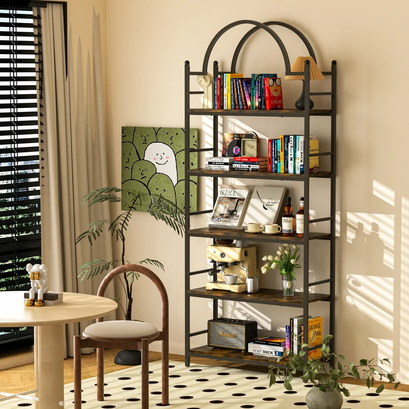 Boekenrek - Boekenkast - Kast - 5-Tier Boekenkasten - Kasten Woonkamer - Metaal Plantenstandaard - Ladder Boekenkast Keuken Opbergplank - Bloempot Display Rek - voor Tuin, Balkon