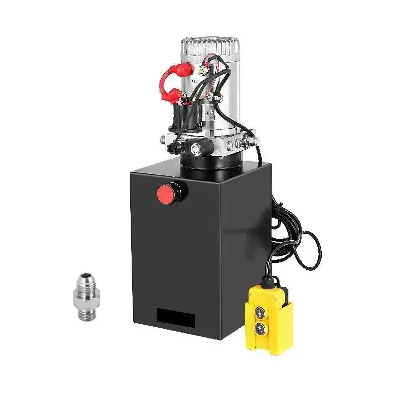Hydraulische Pomp - Dumptrailerpomp - Hydraulisch Apparaat - 12V DC - 10 Quart Metalen Reservoir - Enkelwerkende Power Unit - Voor Autohefbrug, Kraanwagen, Aanhanger– Inclusief Afstandsbediening - Zwart