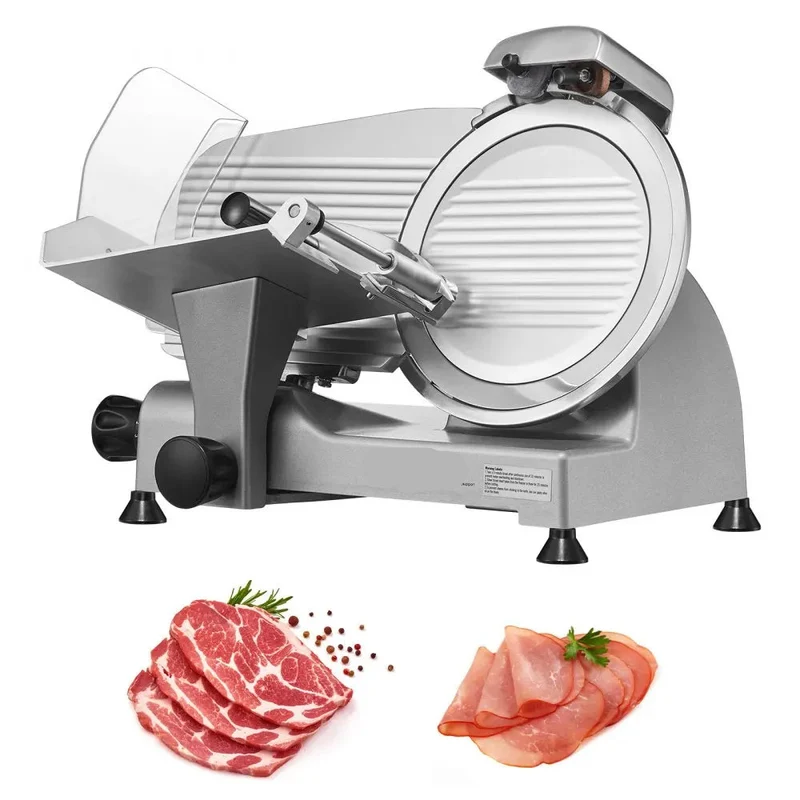 Vleessnijmachine - Vleessnijder - Snijmachine - Broodsnijmachine - Elektrische - 10 Inch Roestvrijstalen Mes - Allessnijder - Ingebouwde Slijpsteen – Instelbare Snijdikte 0-12 mm – Perfect voor Deli en Thuisgebruik