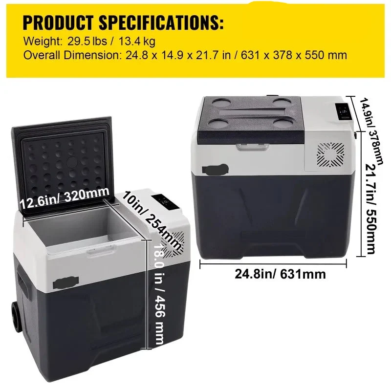 Autokoelkast - Koelbox - Elektrische Koelbox - Compressorkoelkast - 50L - 12/24V DC en 110-240V AC - Draagbare - Mini Elektrische Koeler - Geschikt voor Auto, RV, Camping en Thuisgebruik