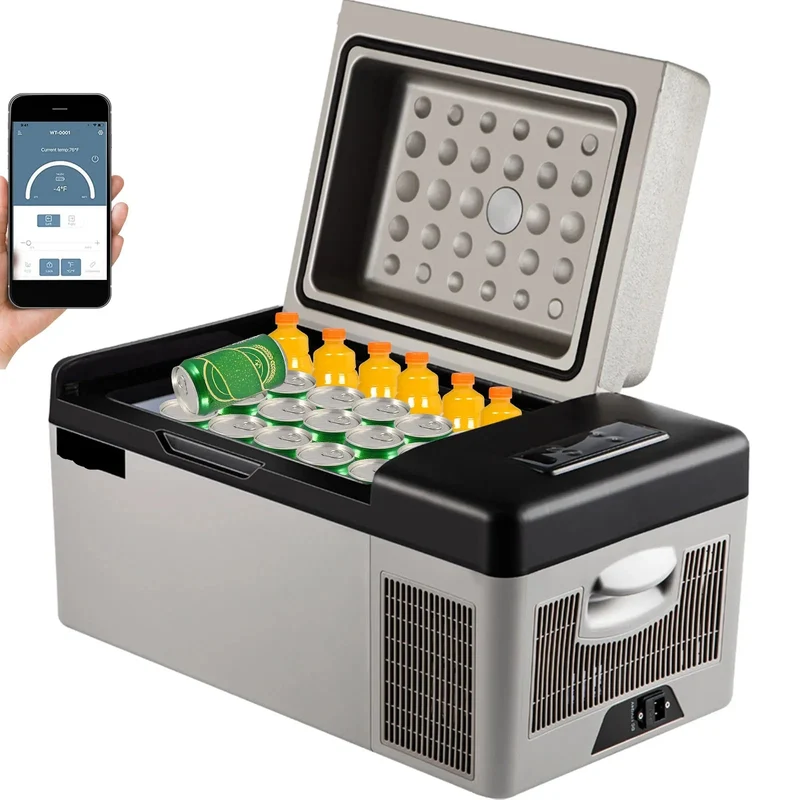 Autokoelkast - Koelbox - Elektrische Koelbox - Compressorkoelkast - 45L - 12/24V DC en 110-240V AC - Draagbare - Mini Elektrische Koeler - Geschikt voor Auto, RV, Camping en Thuisgebruik