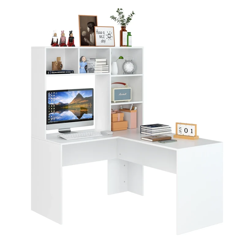 Hoekbureau - Bureau - Game Bureau - L-vormig Computertafel - 124.7 x 107.8 x 152.5 cm - Kantoor- en Studiemeubilair - Desk - Wit