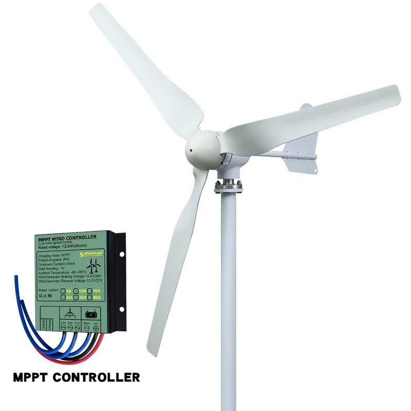 Windturbine - Windmolen - Windturbine Generator - Windenergie - 4000W - 24V - met MPPT Controller - Stille en Efficiënte 3-Bladige Oplossing - voor Huishoudens en Off Grid Toepassingen