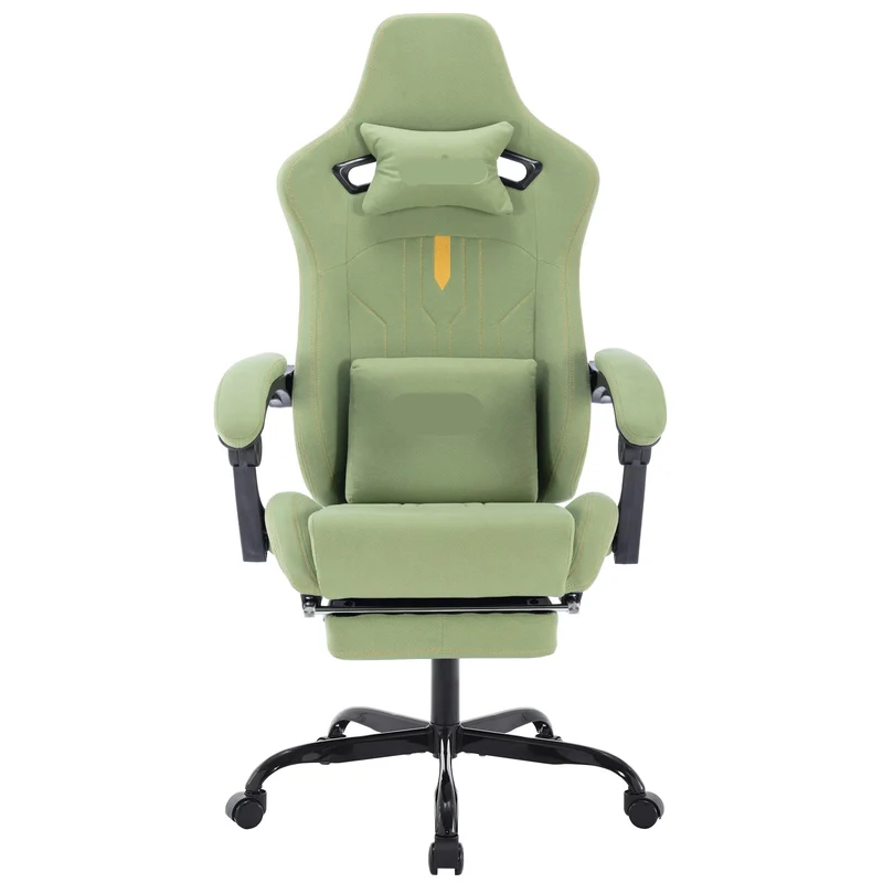 Gaming Stoel - Gamestoel - Bureaustoel - Computerstoel - Ergonomische Gaming Chair - PU Leder Bureaustoel - met Nekkussen & Verstelbaar Rugkussen - Met beensteun - voor Comfortabel Gamen en Werken - Groen