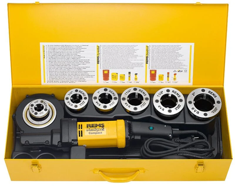 REMS Amigo 2 Draadsnijmachine Compact Set R 1/2+3/4+1+1 1/4+1 1/2+2 - 540024 R220