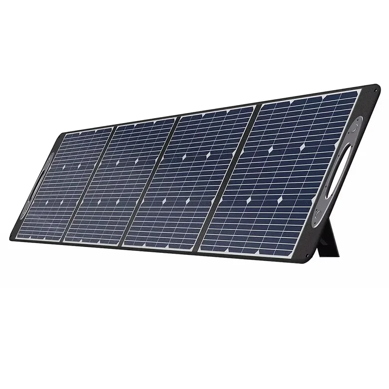 Zonnepaneel - Zonnepaneelen - Draagbaar - Opvouwbare - Emergency Backup - met Standaard - voor Thuis - Tenten - Buiten - Kamperen - IP65 Waterdicte - 200W - 25.2V - 11.42A - Monokristallijn Silicium - 53.6 x 234.9 x 2.5 cm - Zwart
