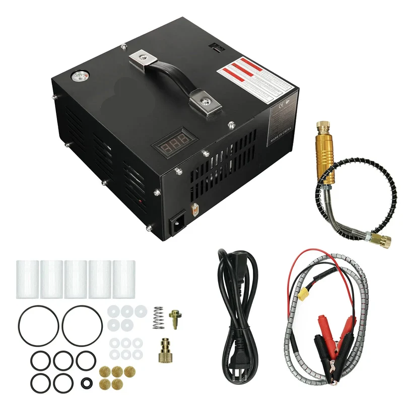 Luchtcompressor - Luchtcompressor Bandenpomp - Airpress Compressor - Hogedrukpomp - 4500Psi PCP - 300Bar - 110V - met Ingebouwde 12V Draagbare Stroomadapter Ventilator