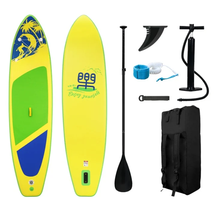 Supboard - Paddle Board - Peddelplank - Surfplank - Opblaasbaar - met Zitje - Inc. Peddel - Vin - Leash - Riem - Handpomp - Rugzak - 350 x 87 x 15 cm - Geel