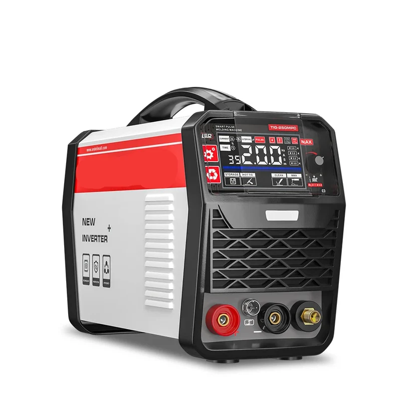 Elektrode Lasmachine - Lasmachine - Lasapparaat - Digitaal Inverterlassen - Draagbare - met Pulse HF - Tig Arc - DC Inverter Tig - 39.6 x 14.2 x 26.8 cm - Rood & Wit
