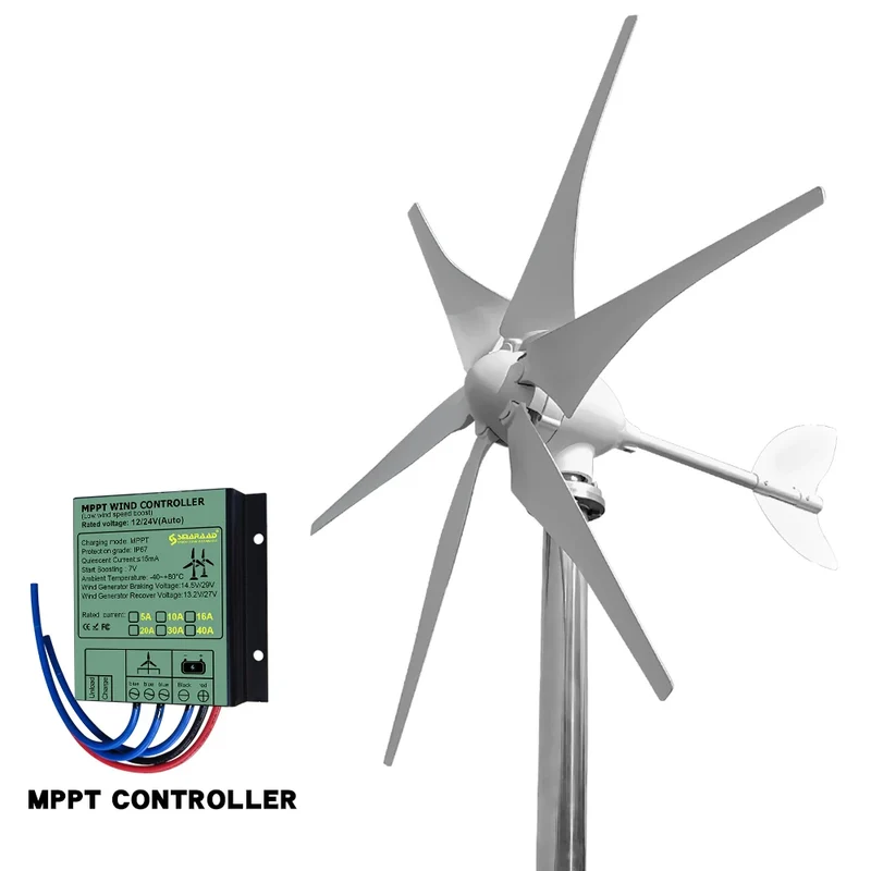 Windturbine - Windmolen - Windturbine Generator - Windenergie - 3000W - 24V - met Zonne-energiesysteem - Duurzame en Stille Oplossing - voor Huishoudens en Off Grid Toepassingen