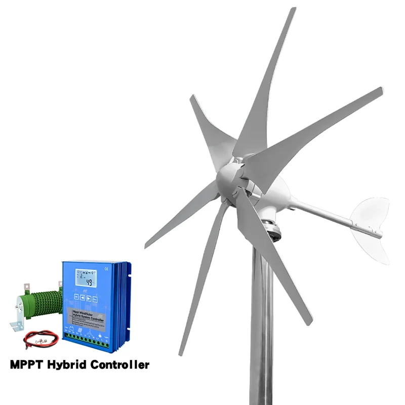 Windturbine – Windgenerator – Windmolen – Duurzame Energie – 3000W – Hybride Zonnestroom – Off-Grid Energie – Fiberglass Bladen – IP54 Beschermd - 12V - Met Hybride Besturing