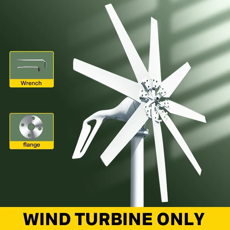 Windgenerator – Windturbine – Windmolen – Duurzame Energie – 12V Output – 8 Nylon Bladen – Aluminium Behuizing - 1000W