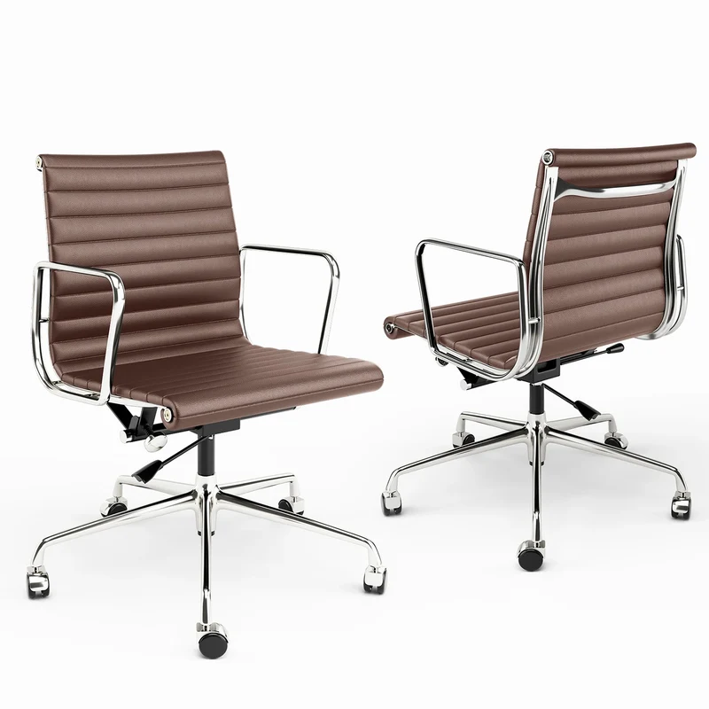 Bureaustoel Ergonomisch - Executive Stoel - Kantoorstoel - Gaming Stoel - Stoelen - Leren - met Lage Rug - Armleuningen - 360° Draaifunctie - Verstelbare Hoogte - Kantelmechanisme - 1 Stuk - Bruin
