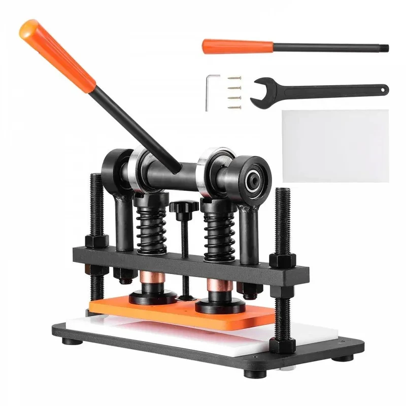 Handmatige Leersnijmachine - Lederen Snijmachine - Embossing Machine - Handmatige - met 12 mm Drukslag - Stanspers - voor Leer - Foam - Rubber en Kunststof - Verstelbare Druk - 1.5 Ton Drukkracht - 28 x 14 cm