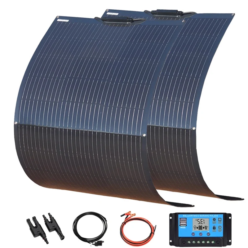 Zonnepaneel - Zonnepanelen - Monokristallijn - Flexibel - Buigzaam - Waterdicht - 300W - 2 Stuks Kit 1 - voor Dak - Camper - Boot - Caravan - Off-grid Systeem