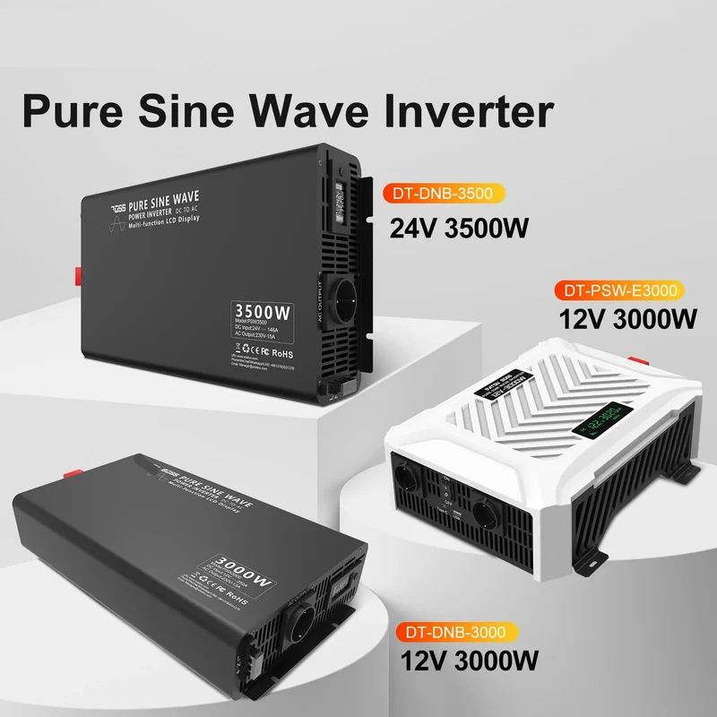Pure Sine Wave Omvormer - Autolader - Auto stopcontact - Auto stopcontact - 12V – 3000W Continu Vermogen - DC naar AC 220V - voor Caravans & Campers