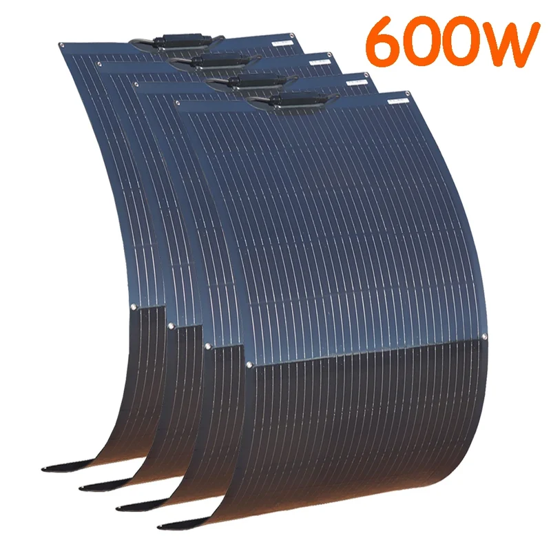 Zonnepaneel - Zonnepanelen - Monokristallijn - Flexibel - Buigzaam - Waterdicht - 600W - 4 Stuks - voor Dak - Camper - Boot - Caravan - Off-grid Systeem