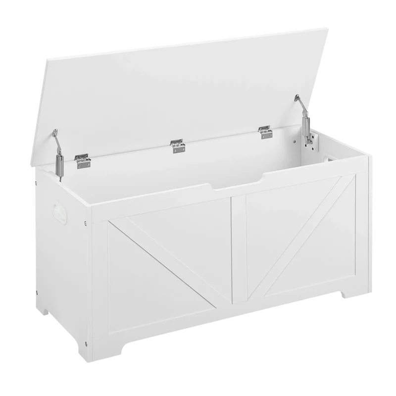 Tuinbox - Tuinkussenbox - Buitenkast - Tuinspullen - met Open Deksel - Luikontwerp - Stevig - Duurzaam - voor Tuin - Terras - Buiten - Hout - 100 x 47 x 40 cm - Wit