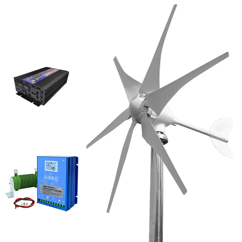 Windturbine - Windmolen - Windturbine Generator - Windenergie - 5000W - 48V - met Off Grid Systeem - 6 Messen - Stille en Efficiënte Energieoplossing - voor Thuisgebruik en Autonome Installaties